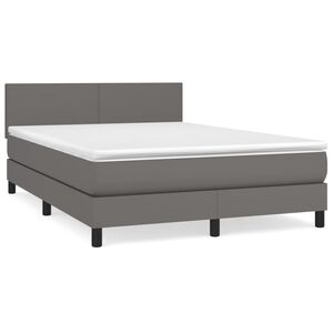 vidaXL Box spring postel s matrac&iacute; &scaron;ed&aacute; 140 x 190 cm uměl&aacute; kůže