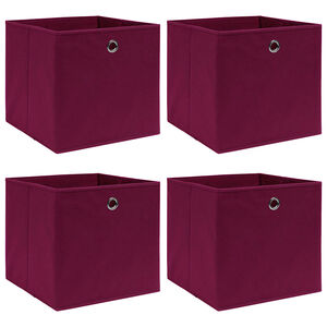 vidaXL &Uacute;ložn&eacute; boxy 4 ks tmavě červen&eacute; 32 x 32 x 32 cm textil