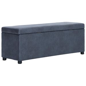 vidaXL Lavice s &uacute;ložn&yacute;m prostorem 116 cm &scaron;ed&aacute; uměl&aacute; brou&scaron;en&aacute; kůže