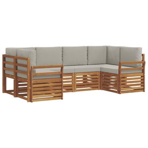 vidaXL Rohov&aacute; sofa sada s pol&scaron;t&aacute;řem 6 pcs Př&iacute;rodn&iacute; a světle &scaron;ed&aacute;