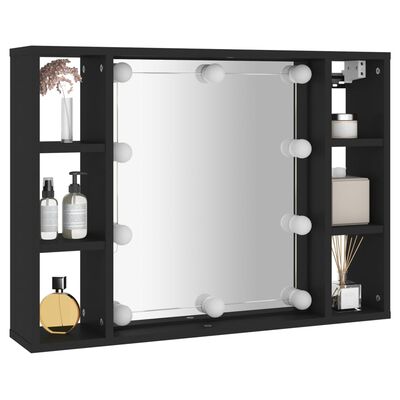 vidaXL Zrcadlová skříňka s LED černá 76 x 15 x 55 cm