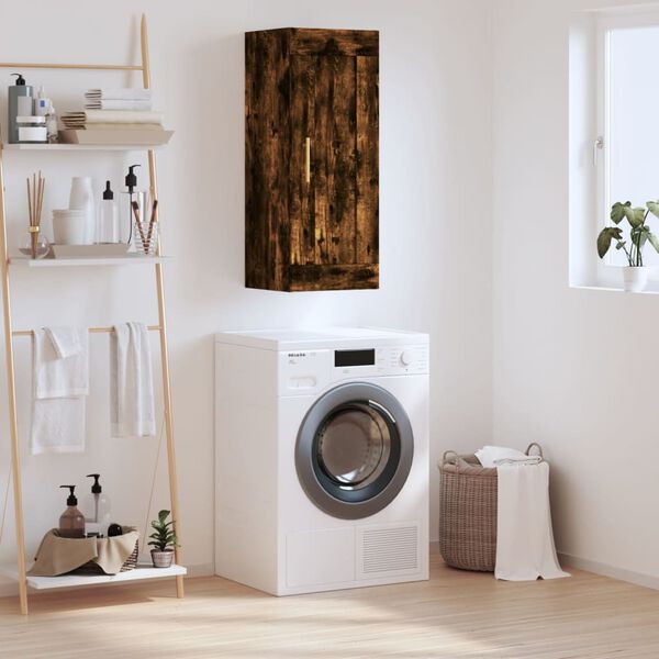 vidaXL N&aacute;stěnn&aacute; skř&iacute;ňka kouřov&yacute; dub 34,5 x 34 x 90 cm kompozitn&iacute; dřevo
