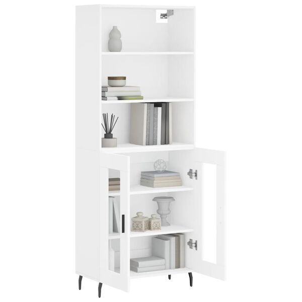 vidaXL Skř&iacute;ň highboard b&iacute;l&aacute; 69,5 x 34 x 180 cm kompozitn&iacute; dřevo