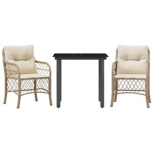 vidaXL 3d&iacute;ln&yacute; bistro set s podu&scaron;kami b&eacute;žov&yacute; polyratan