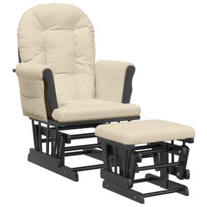 vidaXL Křeslo glider se stoličkou kr&eacute;mově b&iacute;l&eacute; textil