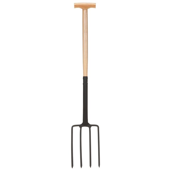 vidaXL 4dílná sada zahradního nářadí rukojeť ve tvaru T ocel a dřevo