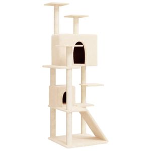 vidaXL &Scaron;krabadlo pro kočky se sisalov&yacute;mi sloupky kr&eacute;mov&eacute; 153 cm