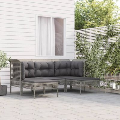 vidaXL 5dílná zahradní sedací souprava s poduškami šedá polyratan
