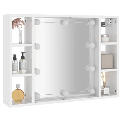 vidaXL Zrcadlová skříňka s LED bílá s vysokým leskem 76 x 15 x 55 cm