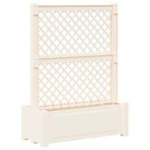 vidaXL Velk&yacute; květin&aacute;č s trel&aacute;ž&iacute; B&iacute;l&aacute; 99,5 x 43 x 133,5 PP