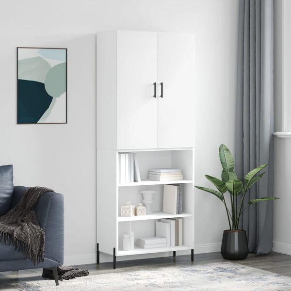 vidaXL Skř&iacute;ň highboard b&iacute;l&aacute; 69,5 x 34 x 180 cm kompozitn&iacute; dřevo