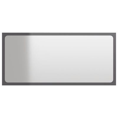 vidaXL Koupelnové zrcadlo šedé vysoký lesk 80x1,5x37 cm dřevotříska