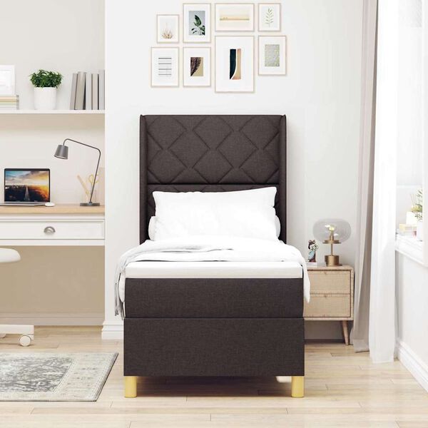 vidaXL Postel s boxspringem s matrac&iacute; Tmavě hněd&aacute; 80 x 200 cm textil