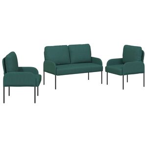 vidaXL Sedac&iacute; soupravy 3 pcs Tmavě zelen&aacute; 115 x 56 x 80 cm Překližka