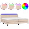 vidaXL Box spring postel matrace a LED cappuccino 200x200cm uměl&aacute; kůže