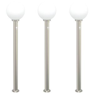 vidaXL Sloupkov&aacute; světla se senzorem 3 ks 120 cm nerezov&aacute; ocel IP44