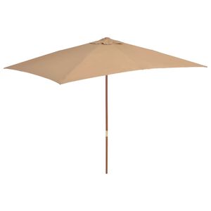 vidaXL Zahradn&iacute; slunečn&iacute;k s dřevěnou tyč&iacute; 200 x 300 cm taupe