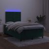 vidaXL Box spring postel s matrac&iacute; a LED tmavě zelen&aacute; 120x200 cm samet