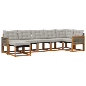 vidaXL Venkovn&iacute; pohovkov&aacute; souprava 7 pcs Př&iacute;rodn&iacute; a světle &scaron;ed&aacute;