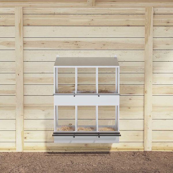 vidaXL Hnízdní box pro kuřata 6 přihrádkami Pozinkovaný stříbrný kov