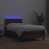 vidaXL Box spring postel s matrac&iacute; a LED hněd&aacute; 100x200 cm uměl&aacute; kůže