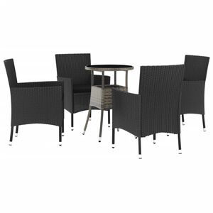 vidaXL 5d&iacute;ln&yacute; zahradn&iacute; bistro set s podu&scaron;kami čern&yacute; polyratan