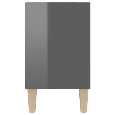 vidaXL TV stolek masivní dřevěné nohy vysoký lesk šedý 103,5x30x50cm