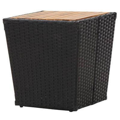vidaXL Čajový stolek černý 41,5x41,5x43 cm polyratan a masivní akácie