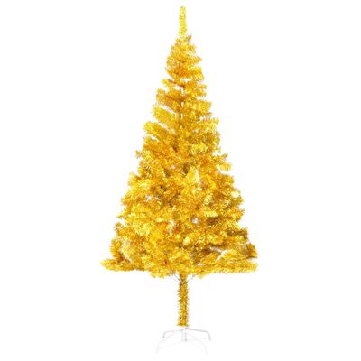 vidaXL Vánoční stromek s LED osvětlením a stojanem zlatý 180 cm PET