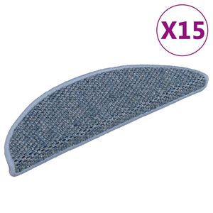vidaXL Samolep&iacute;c&iacute; n&aacute;&scaron;lapy na schody vzhled sisal 15 ks 56x17x3cm modr&eacute;