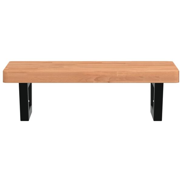 vidaXL Deska pod umyvadlo n&aacute;stěnn&aacute; ocel a masivn&iacute; bukov&eacute; dřevo