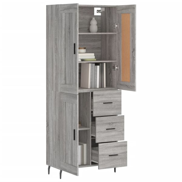 vidaXL Skř&iacute;ň highboard &scaron;ed&aacute; sonoma 69,5 x 34 x 180 cm kompozitn&iacute; dřevo