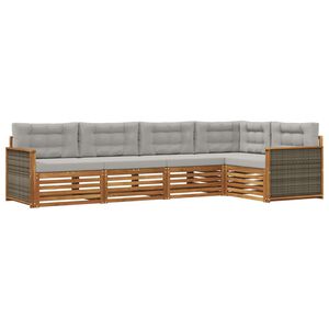 vidaXL Venkovn&iacute; pohovkov&aacute; souprava 5 pcs Př&iacute;rodn&iacute; a světle &scaron;ed&aacute;