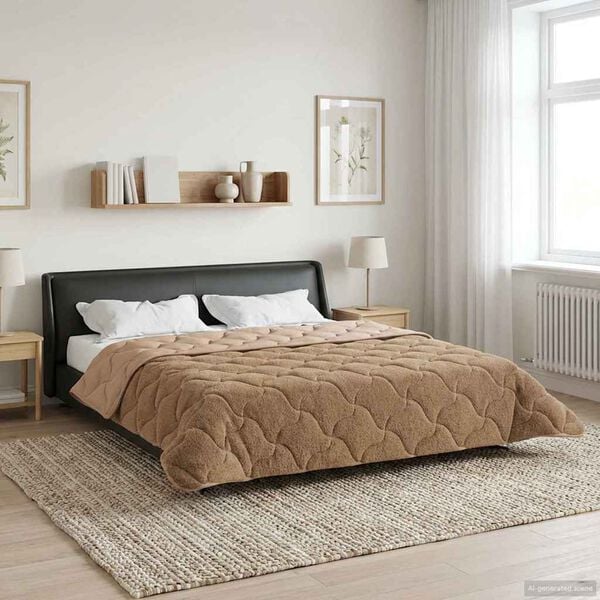 vidaXL Zimn&iacute; přikr&yacute;vka Taupe 220 x 260 cm Mikrovl&aacute;kno a teddy fleece