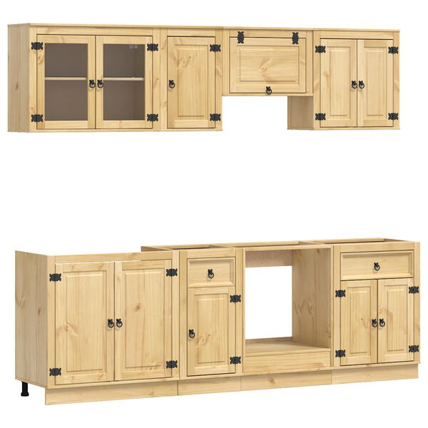 vidaXL Truhl&aacute;řsk&yacute; s polic&iacute; SKI 8 pcs Medov&aacute; Hněd&aacute; Masivn&iacute; borov&eacute; dřevo