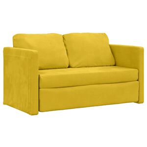 vidaXL Podlahov&aacute; rozkl&aacute;dac&iacute; pohovka 2v1 tmavě žlut&aacute; 122x204x55cm samet