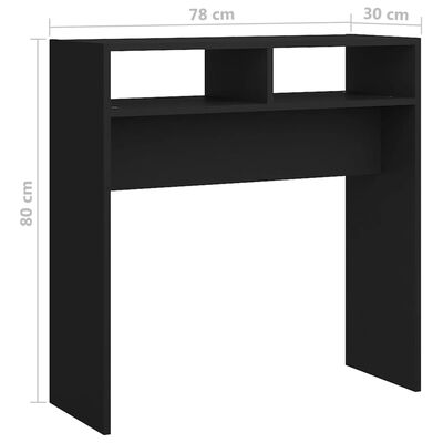 vidaXL Konzolový stolek černý 78 x 30 x 80 cm dřevotříska