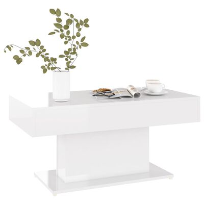 vidaXL Konferenční stolek bílý vysoký lesk 96 x 50 x 45 cm dřevotříska