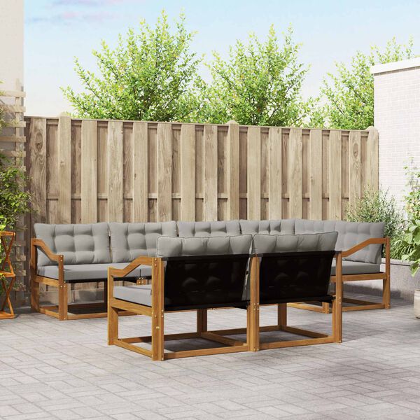 vidaXL Venkovn&iacute; pohovkov&aacute; souprava 7 pcs Př&iacute;rodn&iacute; a světle &scaron;ed&aacute;