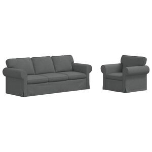 vidaXL Set pohovek 2 pcs Tmavě &scaron;ed&aacute; 215 x 82 x 80 cm textil