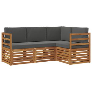 vidaXL Sedac&iacute; soupravy s pol&scaron;t&aacute;řem 4 pcs Přirozen&aacute; a Anthracitov&aacute;