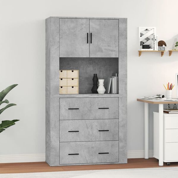 vidaXL Skř&iacute;ň highboard betonově &scaron;ed&aacute; kompozitn&iacute; dřevo