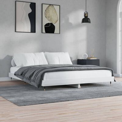 vidaXL Rám postele bílý s vysokým leskem 140 x 200 cm kompozitní dřevo