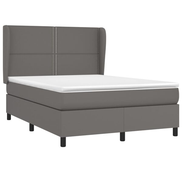 vidaXL Box spring postel s matrací šedá 140x200 cm umělá kůže