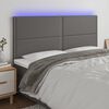 vidaXL Čelo postele s LED &scaron;ed&eacute; 160x5x118/128 cm uměl&aacute; kůže