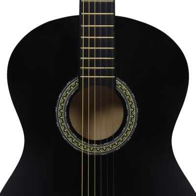 vidaXL 12dílný set klasická kytara pro začátečníky černá 4/4 39''