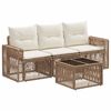 vidaXL Sada zahradn&iacute;ch pohovek 4 pcs Beige a kr&eacute;mov&aacute; b&iacute;l&aacute; polyratan