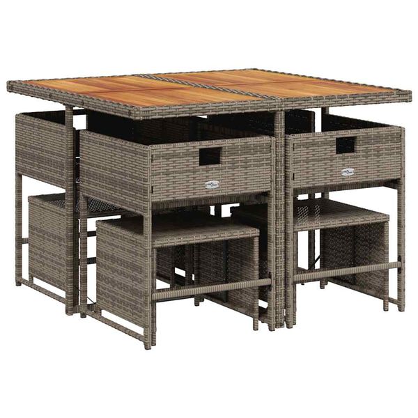 vidaXL 9d&iacute;ln&yacute; zahradn&iacute; j&iacute;deln&iacute; set s podu&scaron;kami &scaron;ed&yacute; polyratan