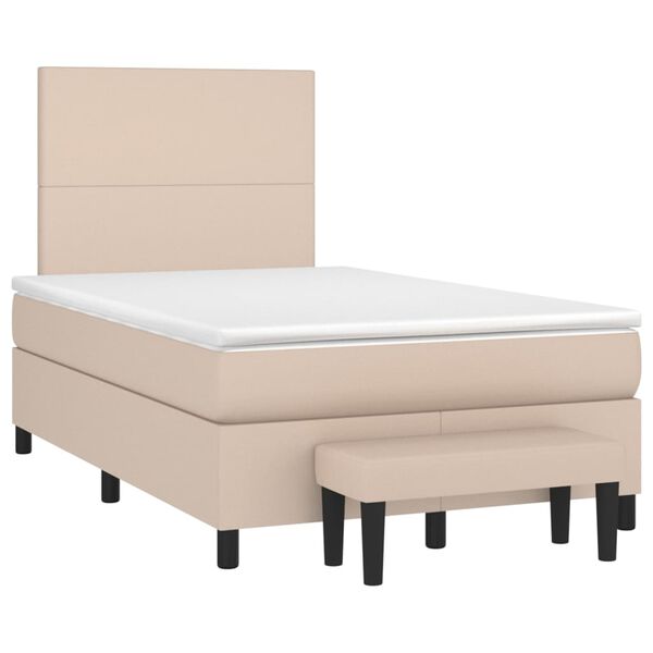 vidaXL Box spring postel s matrac&iacute; cappuccino 120x200 cm uměl&aacute; kůže