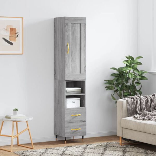 vidaXL Skř&iacute;ň highboard &scaron;ed&aacute; sonoma 34,5 x 34 x 180 cm kompozitn&iacute; dřevo